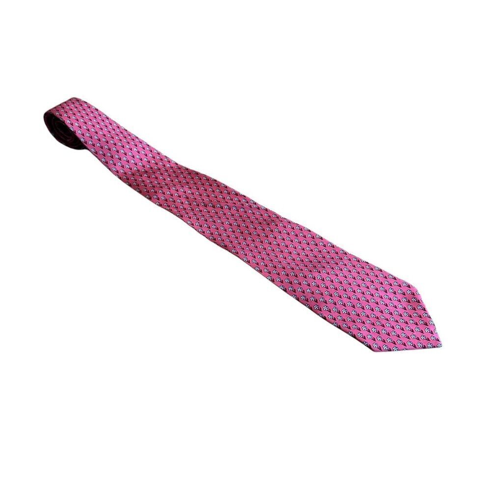 Brooks Basics Pure Silk Pink Floral Neck Tie Colorful Bold Men's